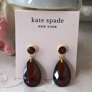 Kate Spade Ruby and Gold Faceted Drop Earrings